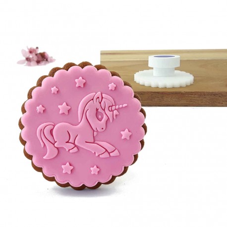 Stempel koło z falbanką Jednorożec gwiazdki