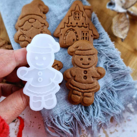 Pani Ciastek 45 mm x 76 mm - zestaw stempelek + wykrawacz do pierników