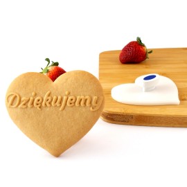 Serce 8 cm x 7 cm - Dziękujemy - pieczątka do ciastek