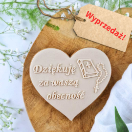 Serce 8 x 7 cm - Dziękuję za waszą obecność - stempel do pierników