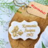 Stempel 9 x 6,2 cm Etykieta - Komunia Święta IHS winogrono - pieczątka do ciastek